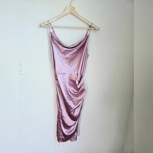 Cider Pink Satin New with tags side ruched Front Drape Dress Size Medium
